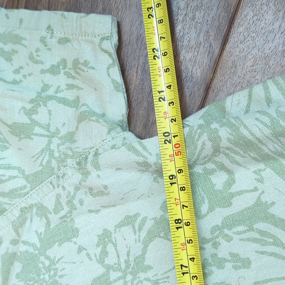 Linen Blend Green Floral Short Sleeve Shirt - Picture 9 of 9